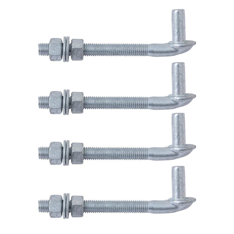 VIVIDA J-Bolt Gate Hinge 6"", Chain Link J-Bolt Post Hinge with 5/8"" Male Hinge Pin, Galvanized Steel, Nuts & Washers Included, 4 Pack - Image 1